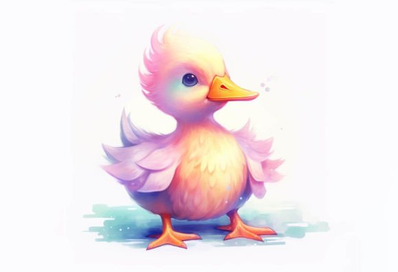 Adorable Duck Kawaii Animal Digital Art: A Crafter's Delight