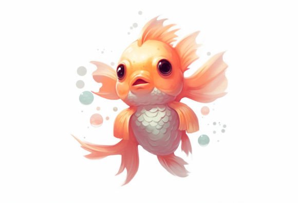Adorable Goldfish Kawaii Animal: Creative Digital Art