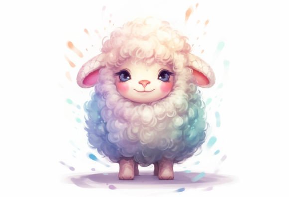 Adorable Sheep Kawaii Animal Digital Art for Creatives