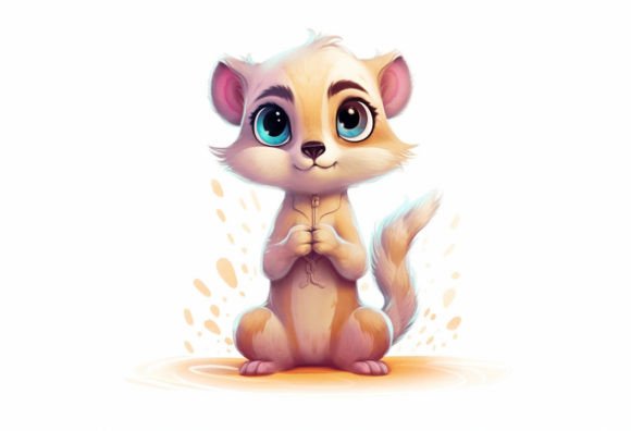 Adorable Suricate Kawaii Animal Digital Art for Your Projects