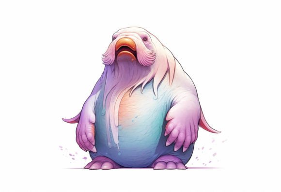 Adorable Walrus Kawaii Animal Digital Art
