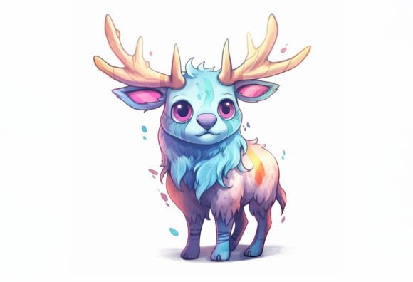 Charm in Every Pixel: The Elk Kawaii Animal Design Asset