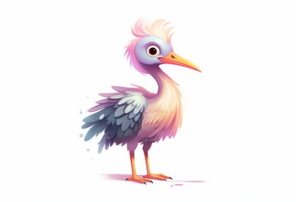 Charming Crane Kawaii Art for Creative Projects