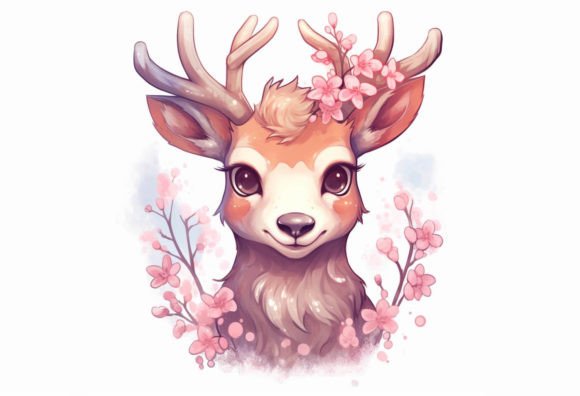 Charming Cuteness: The Red Deer Kawaii Animal