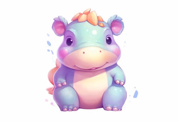 Discover the Charm of Hippo Kawaii Animal Digital Art