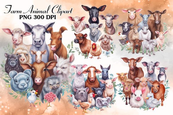 Farm Animal Watercolor Clipart Bundle: Your Design Asset