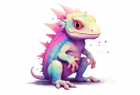Lizard Kawaii Animal: Adorable Digital Wall Art for Every Project