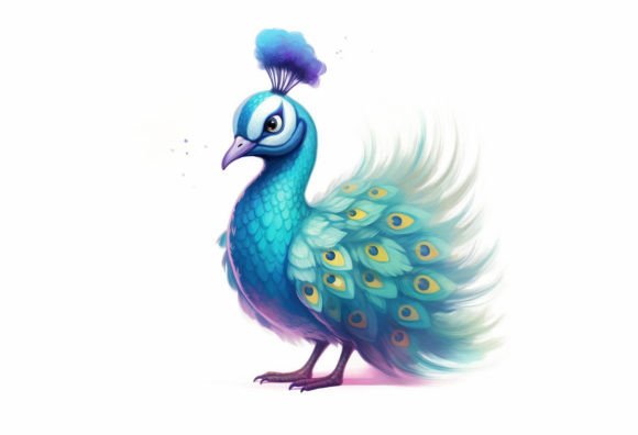 Peacock Kawaii Animal: A Modern Design Asset for Creative Professionals