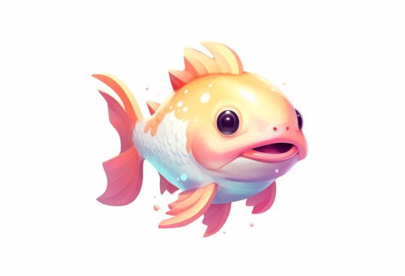Trout Kawaii Animal: A Splash of Whimsical Digital Art