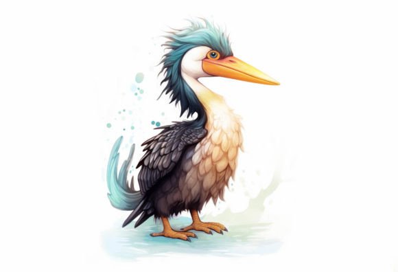 Unleash Charming Visuals: The Cormorant Kawaii Animal Digital Art